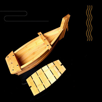 Bandeja de Sashimi de Madera Bambú Estilo Japonés - Bote Dragón Lujo - Image 4