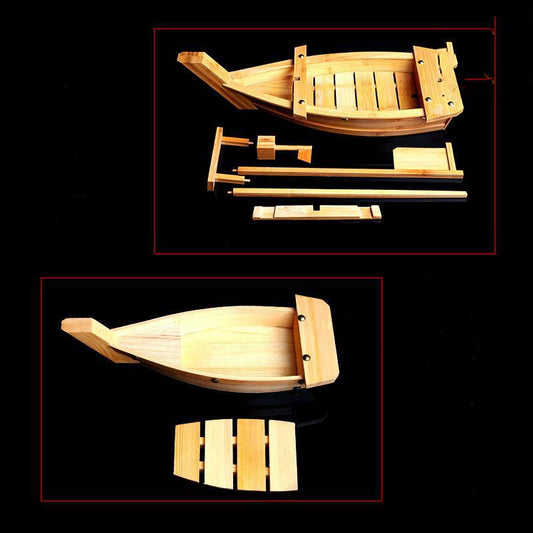 Bandeja de Sashimi de Madera Bambú Estilo Japonés - Bote Dragón Lujo - Image 2