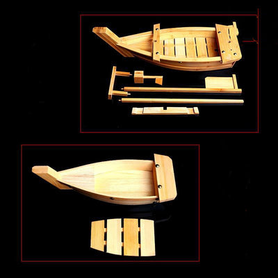 Bandeja de Sashimi de Madera Bambú Estilo Japonés - Bote Dragón Lujo - Image 2