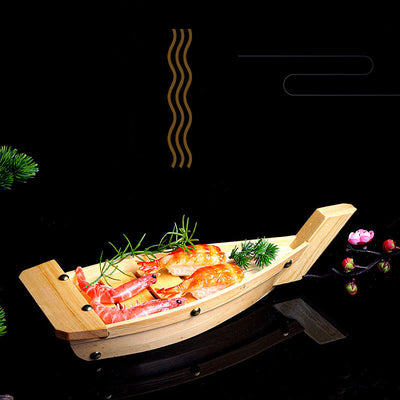 Bandeja de Sashimi de Madera Bambú Estilo Japonés - Bote Dragón Lujo - Image 5