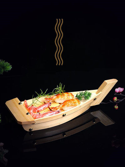 Bandeja de Sashimi de Madera Bambú Estilo Japonés - Bote Dragón Lujo - Image 3
