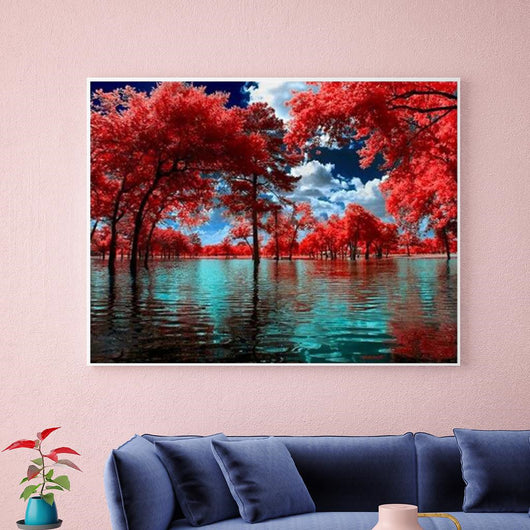 Cuadro de Diamantes Árbol Rojo - Pintura Relajante DIY - Image 7