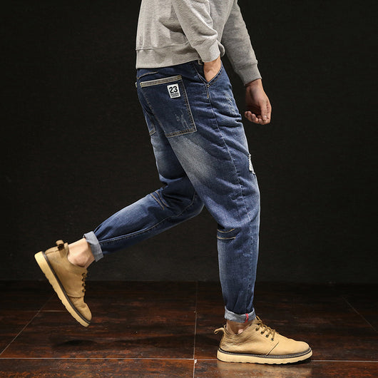 Jeans Stretch Talla Grande Hombre con Detalles Rotos - Image 11
