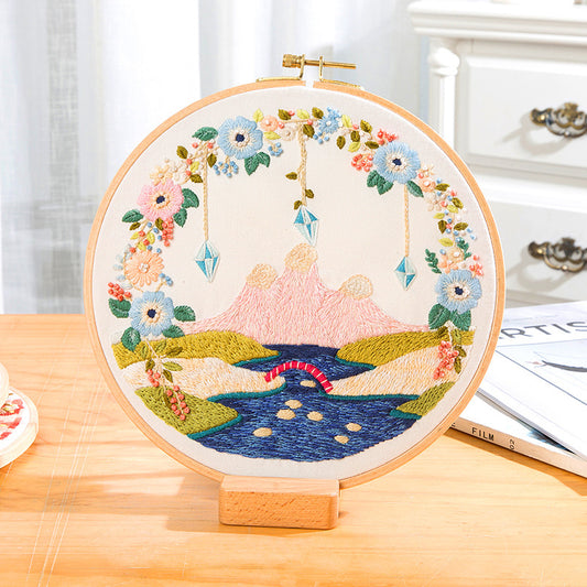 Bolsa de Tela Bordada Estilo Pastoral - Kit DIY para Bordar