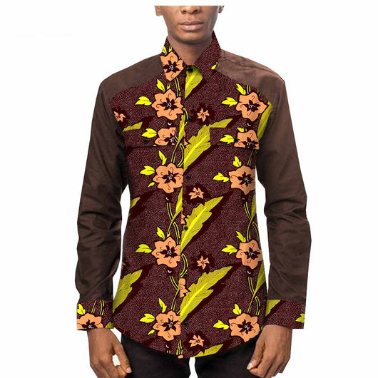 Camisa Étnica Africana Estampado Batik 100% Algodón para Hombre - Image 8