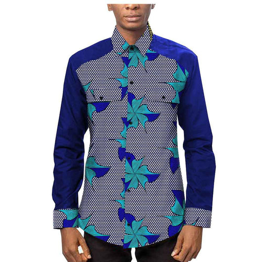 Camisa Étnica Africana Estampado Batik 100% Algodón para Hombre - Image 3