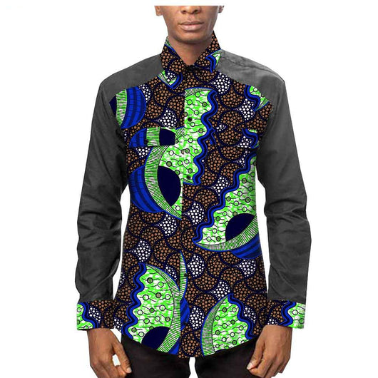 Camisa Étnica Africana Estampado Batik 100% Algodón para Hombre - Image 5
