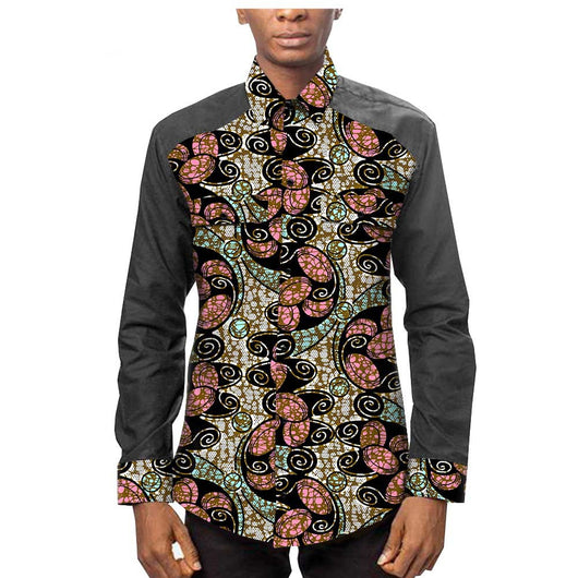Camisa Étnica Africana Estampado Batik 100% Algodón para Hombre - Image 6