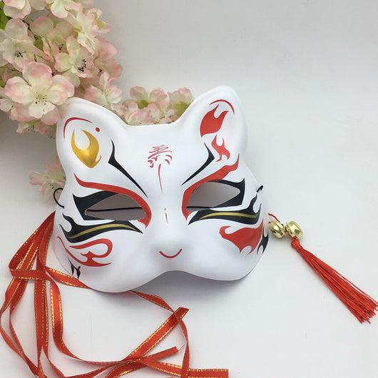 Máscara Japonesa Pintada de Zorro y Gato Estilo Antiguo - Image 9