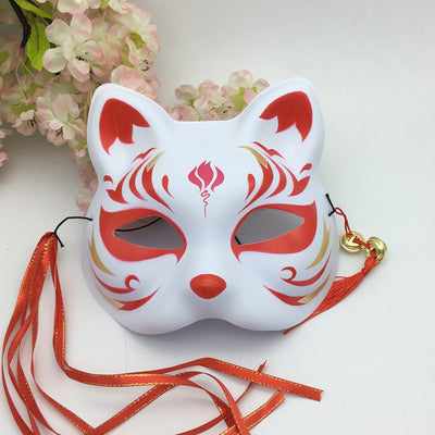 Máscara Japonesa Pintada de Zorro y Gato Estilo Antiguo - Image 10