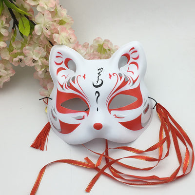 Máscara Japonesa Pintada de Zorro y Gato Estilo Antiguo - Image 11