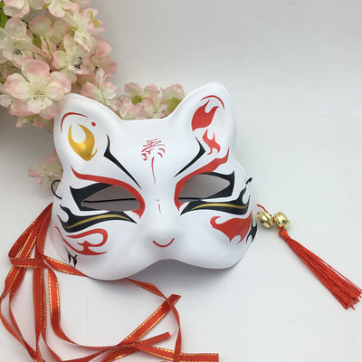 Máscara Japonesa Pintada de Zorro y Gato Estilo Antiguo - Image 3