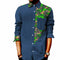 Camiseta Denim de Manga Larga con Estampado Africano Batik para Hombre