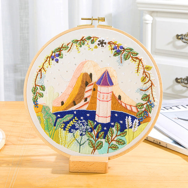 Bolsa de Tela Bordada Estilo Pastoral - Kit DIY para Bordar