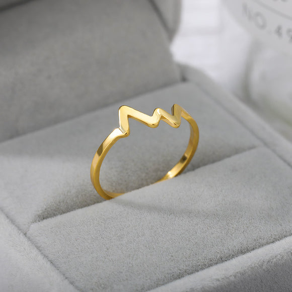 Anillo de Acero Inoxidable con Electrocardiograma para Mujer
