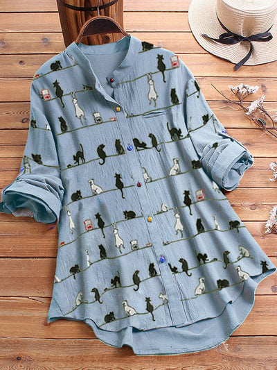 Camisa Larga con Botones Estampados en Colores - Image 11