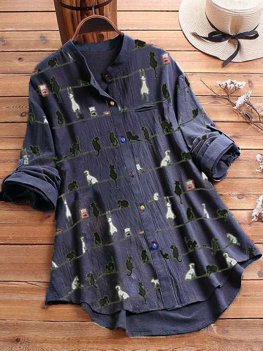 Camisa Larga con Botones Estampados en Colores - Image 12