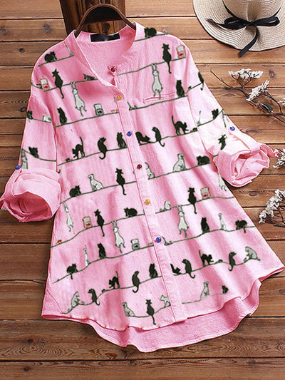 Camisa Larga con Botones Estampados en Colores - Image 4