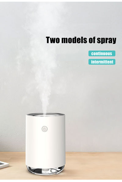White cylindrical USB humidifier with a power button and a clear base, suitable for car or desktop use. - Image 14
