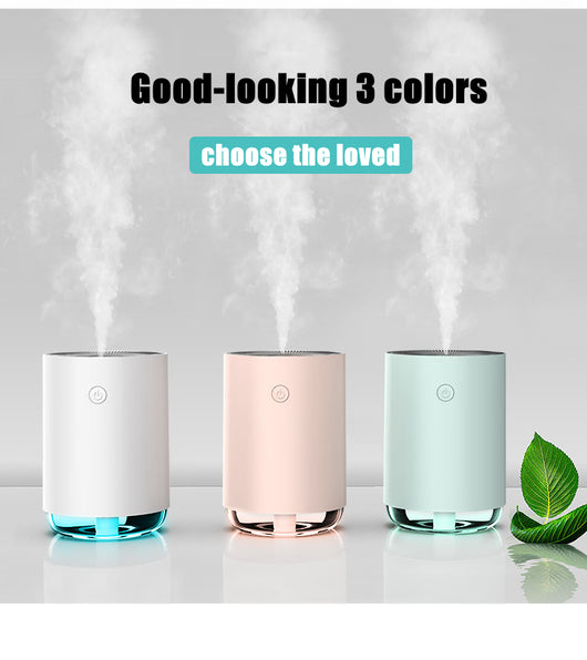White cylindrical USB humidifier with a power button and a clear base, suitable for car or desktop use. - Image 13