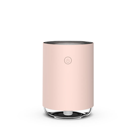 White cylindrical USB humidifier with a power button and a clear base, suitable for car or desktop use. - Image 12