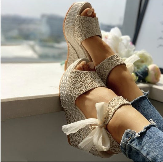 Sandalias de Tacón Cuña Alto Versátil con Listón para Mujer - Image 12