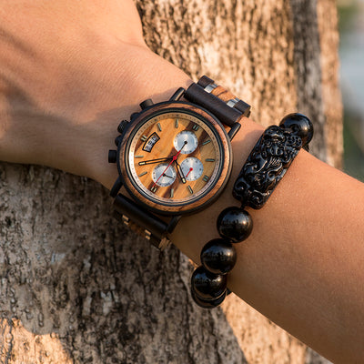 Reloj de Cuarzo Luminoso Artesanal en Madera Resistente al Agua para Hombre - Image 2