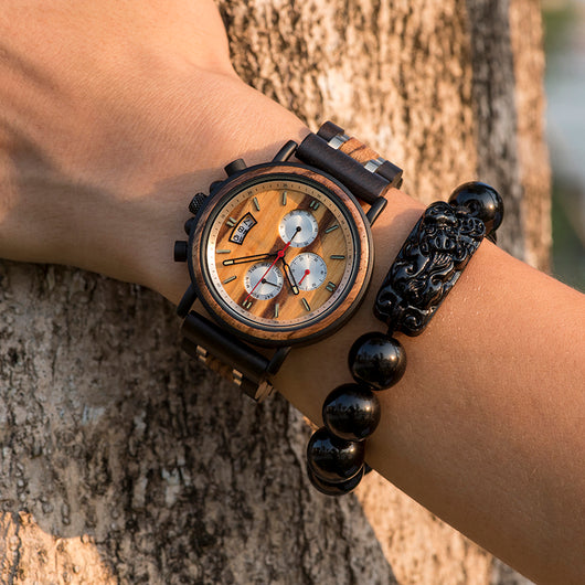 Reloj de Cuarzo Luminoso Artesanal en Madera Resistente al Agua para Hombre - Image 2