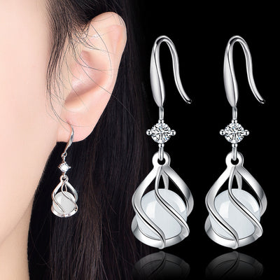 Aretes de Ópalo Vintage - Diseño Clásico de Largo Medio