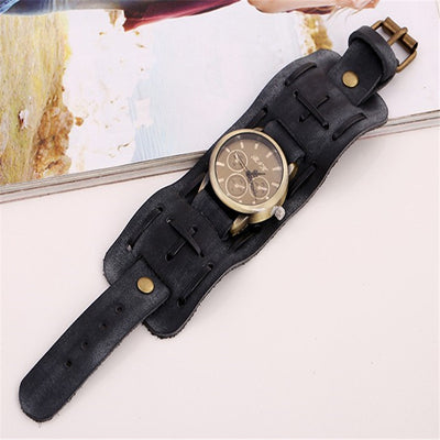 Reloj de Pulsera Retro Punk para Hombre - Correa de Cuero Genuino - Image 3
