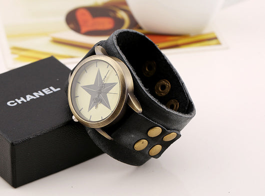 Reloj Pulsera de Cuero Ancho Vintage - Image 4