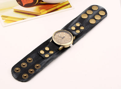 Reloj Pulsera de Cuero Ancho Vintage - Image 2