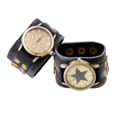Reloj Pulsera de Cuero Ancho Vintage - Image 5