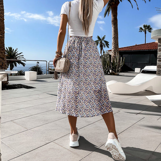 Falda Midi A-Line Estampado Floral para Mujer - Cintura Alta - Image 8