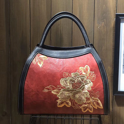 Bolso de Lujo con Bordado Chino - Cartera de Cuero PU Gran Capacidad