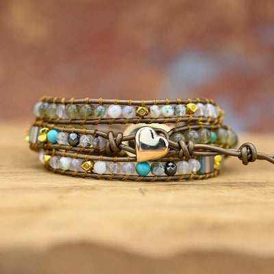 Pulsera de Cuero Tejida a Mano con Piedra de Cristal Brillante - Image 9