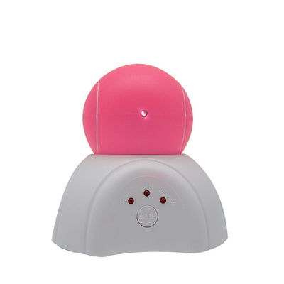 Green and white auto-rotating laser cat toy with a tennis ball design, featuring slow, fast, and random modes. - Image 6