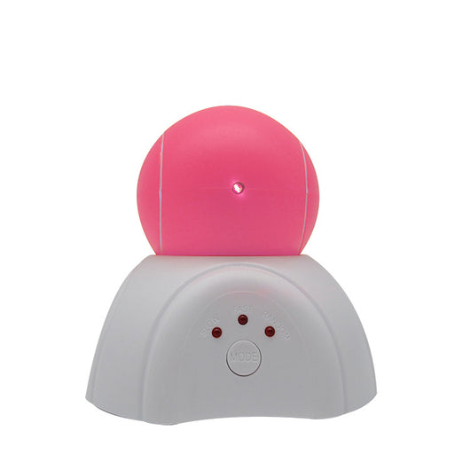 Green and white auto-rotating laser cat toy with a tennis ball design, featuring slow, fast, and random modes. - Image 6