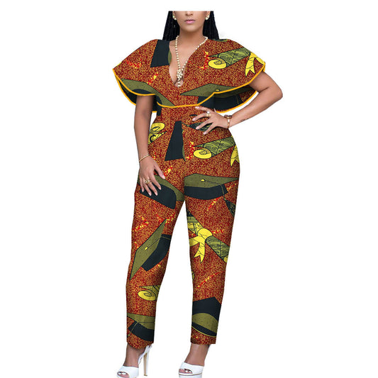 Jumpsuit Étnico Africano Batik Algodón Talla Grande