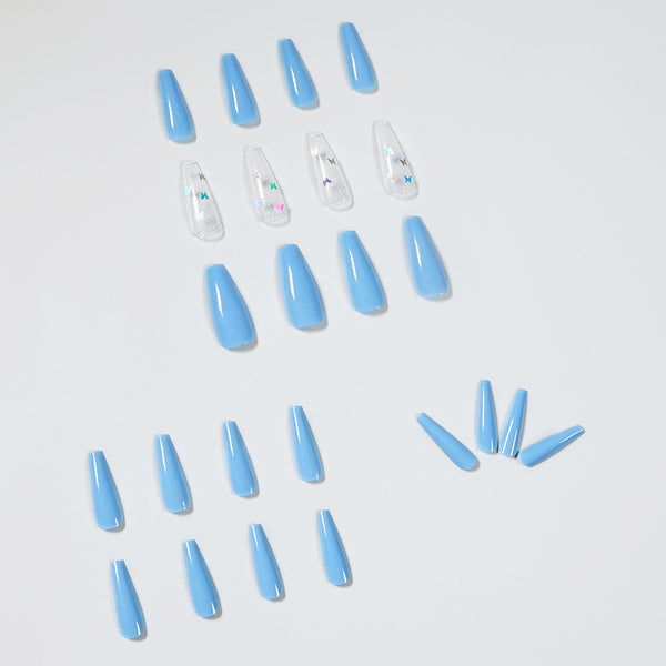 Polvo Láser Mariposa Azul Cielo para Uñas - Efecto Espejo