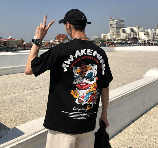 Camiseta Hombre Estilo Harajuku Suelta Manga Corta Moda Urbana - Image 9