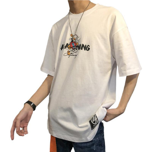Camiseta Hombre Estilo Harajuku Suelta Manga Corta Moda Urbana - Image 8