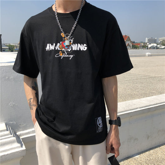 Camiseta Hombre Estilo Harajuku Suelta Manga Corta Moda Urbana - Image 3