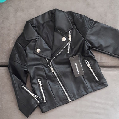 Chaqueta de Cuero para Niños con Diseño de Rombo Acolchado - Image 7