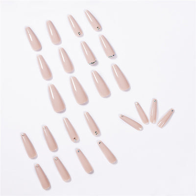 Uñas de Ballet Largo con Diamantes - Acabado de Té con Leche Evaporada - Image 7
