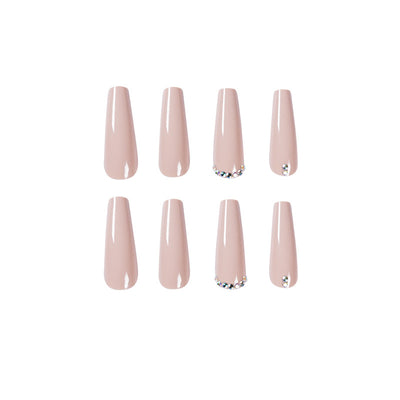 Uñas de Ballet Largo con Diamantes - Acabado de Té con Leche Evaporada - Image 6