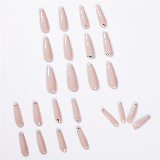 Uñas de Ballet Largo con Diamantes - Acabado de Té con Leche Evaporada - Image 8