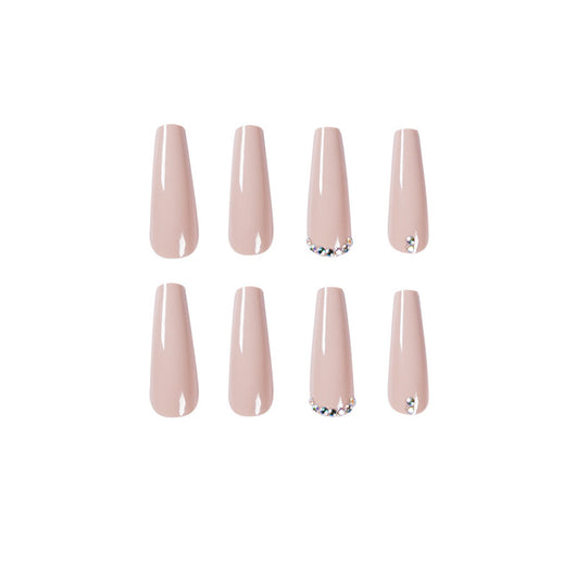 Uñas de Ballet Largo con Diamantes - Acabado de Té con Leche Evaporada - Image 3