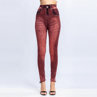 Leggings Tipo Denim con Rayas Verticales - Pantalón Cropped Ajustado - Image 8