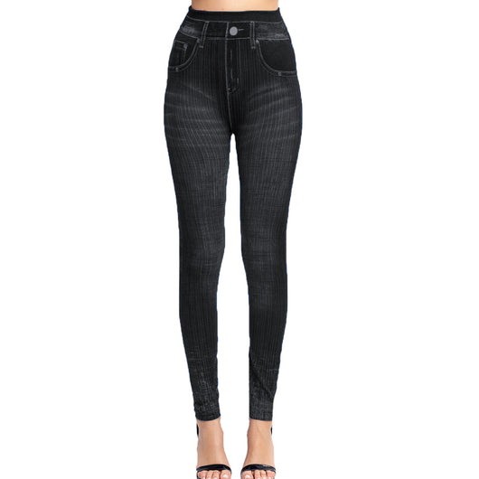 Leggings Tipo Denim con Rayas Verticales - Pantalón Cropped Ajustado - Image 5